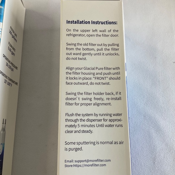 GLACIAL PURE REFRIGERATOR WATER FILTER REPLACEMENT CARTRIDGES GP003 SET OF 3 NWT - Picture 5 of 8